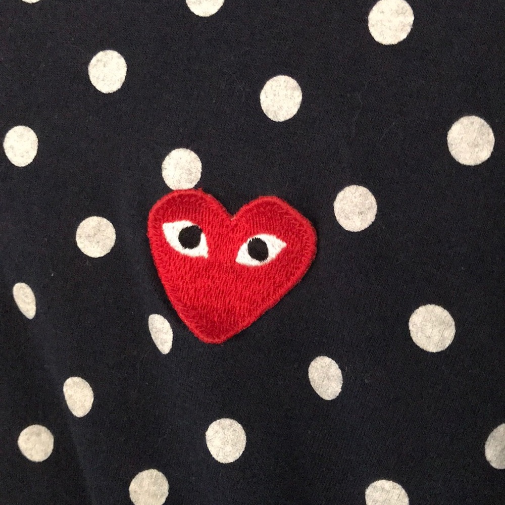 Comme des  garçons navy polka dot shirt